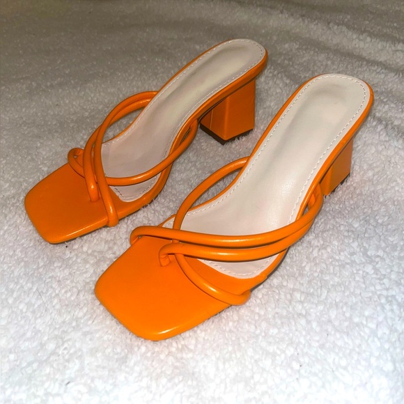 Orange Strappy Heeled Sandals - Picture 1 of 6